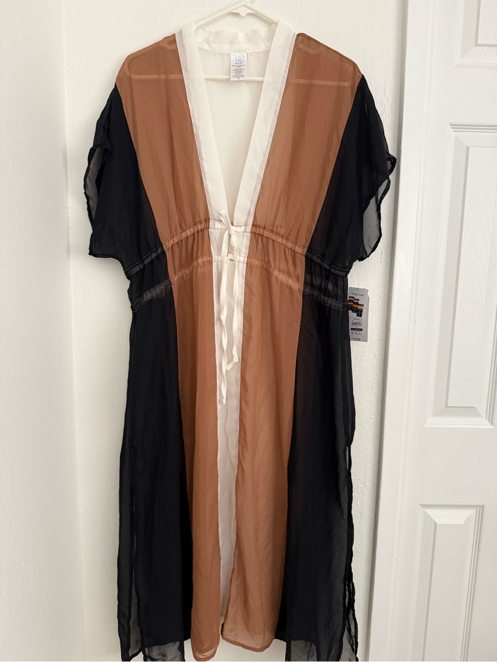 NOBO Black Sheer Colorblock Open-Front Cover-Up